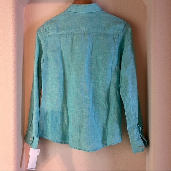 Foxcroft Long Sleeve Button Down Linen Shirt - Picture 3 of 8